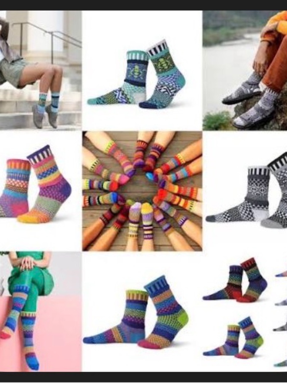 Soulmates Multicolor Fig Patterned Socks in Light Blue, Red, Yellow and Orange - Picture 5 of 5